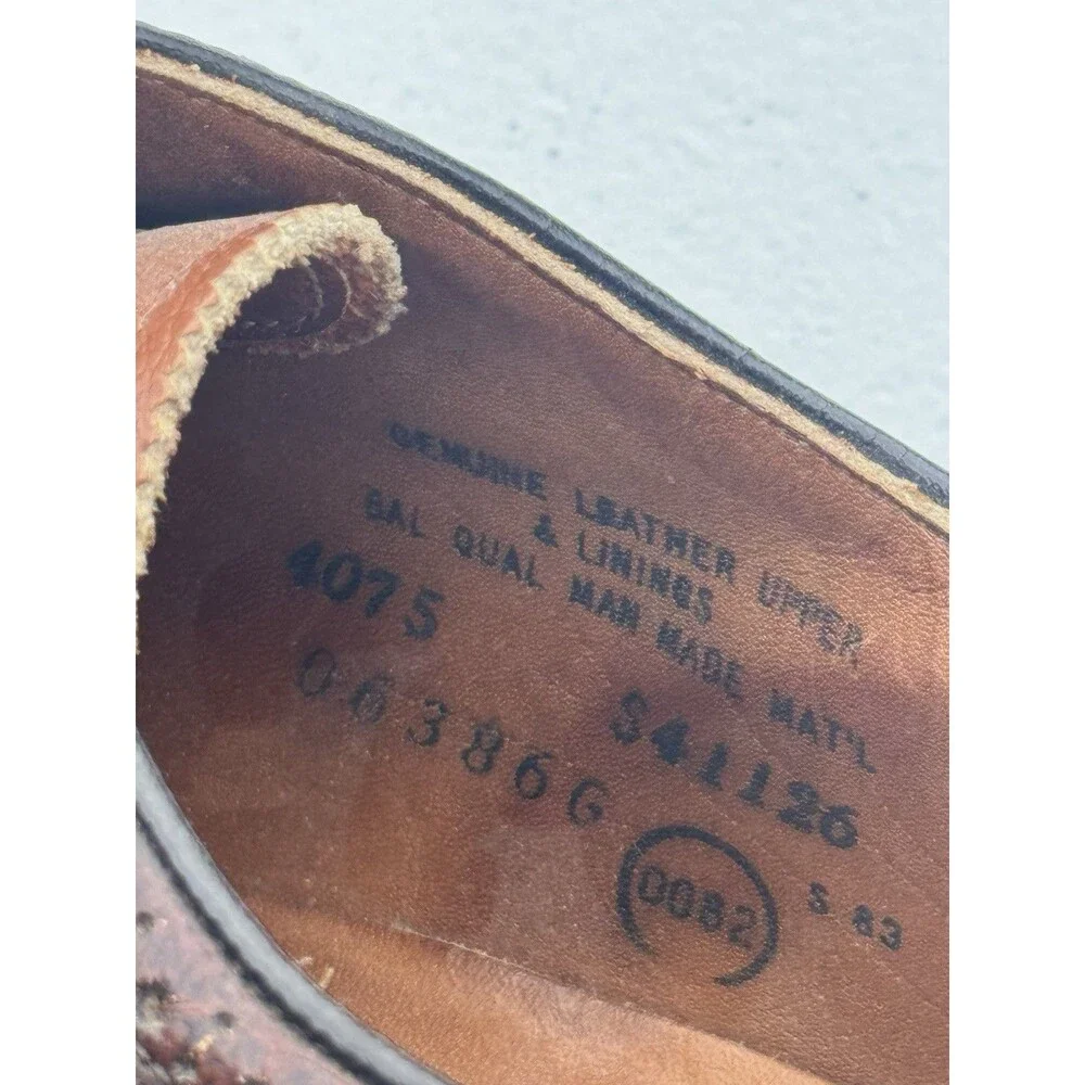Vintage Florsheim Imperial 4075 Longwing Wingtip Oxford Brown Leather 8.5D USA